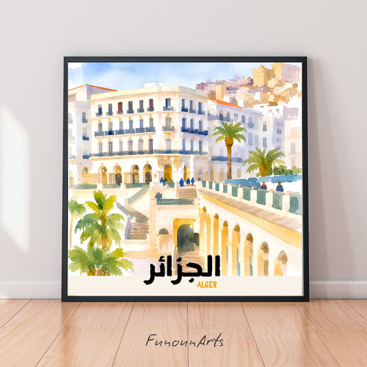 بعلبك، لبنان. طباعة | ألوان مائية في معبد روماني قديم، 30 × 30 سم (12 × 12 بوصة/30 × 30 سم)