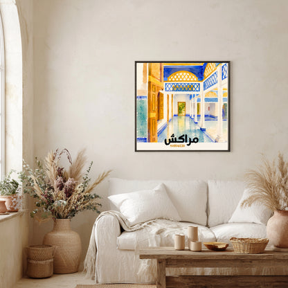 بعلبك، لبنان. طباعة | ألوان مائية في معبد روماني قديم، 30 × 30 سم (12 × 12 بوصة/30 × 30 سم)