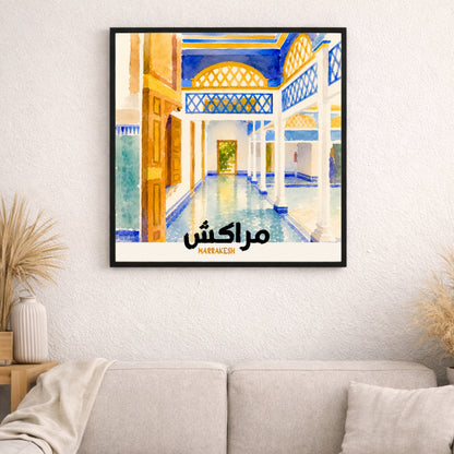 بعلبك، لبنان. طباعة | ألوان مائية في معبد روماني قديم، 30 × 30 سم (12 × 12 بوصة/30 × 30 سم)