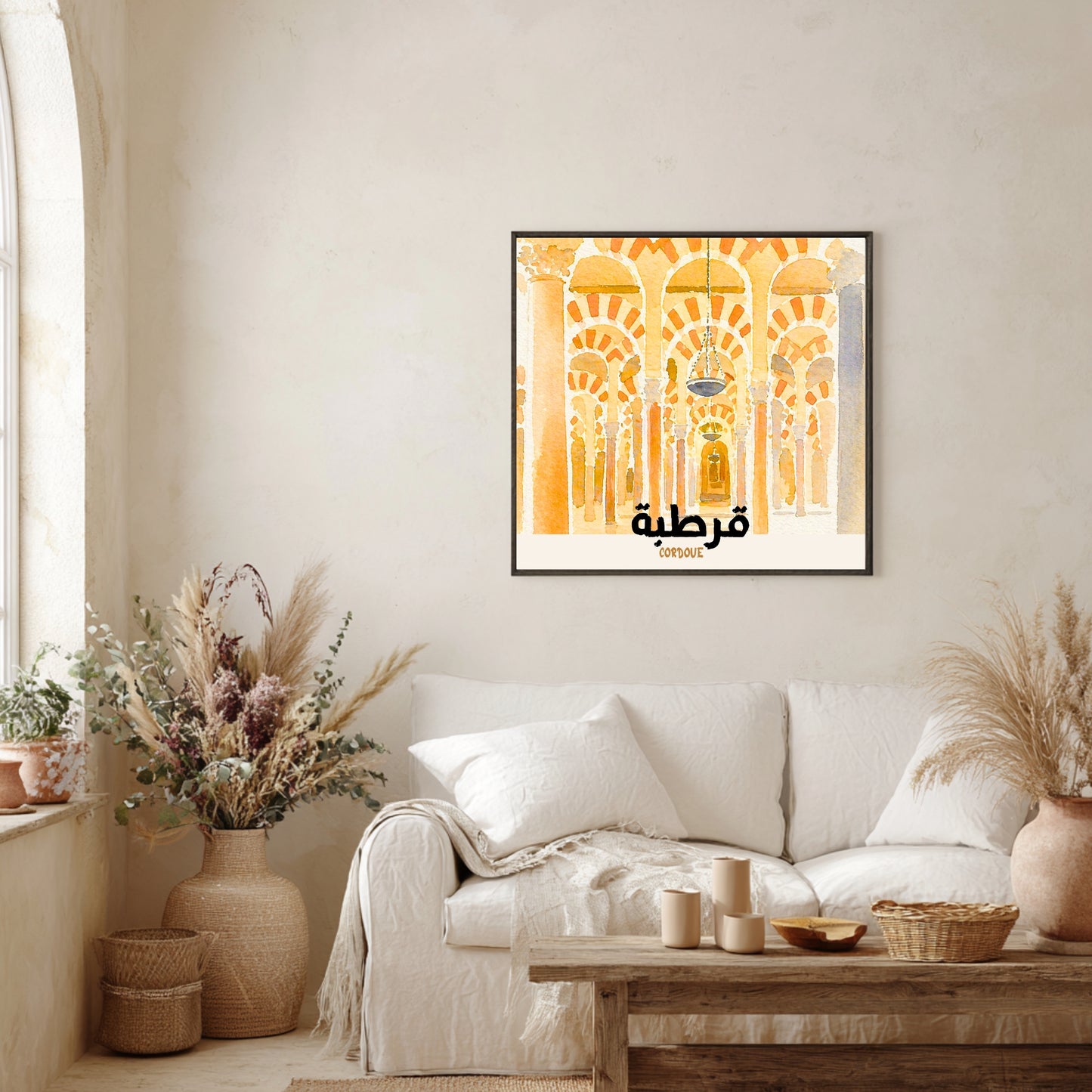 بعلبك، لبنان. طباعة | ألوان مائية في معبد روماني قديم، 30 × 30 سم (12 × 12 بوصة/30 × 30 سم)