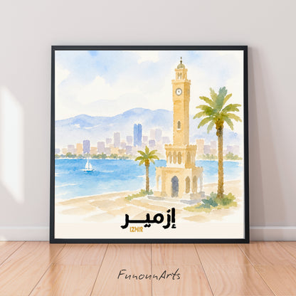 Baalbek, Lebanon. Print | Watercolor in an ancient Roman temple, 30 x 30 cm (12 x 12 in./30 x 30 cm)