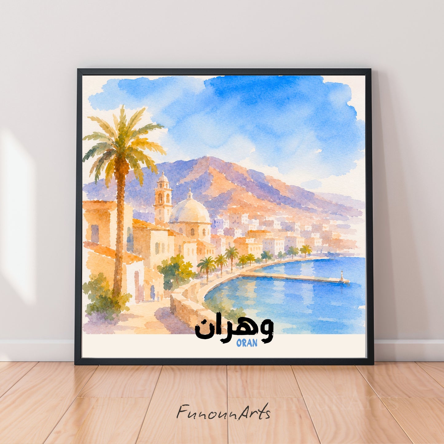 بعلبك، لبنان. طباعة | ألوان مائية في معبد روماني قديم، 30 × 30 سم (12 × 12 بوصة/30 × 30 سم)