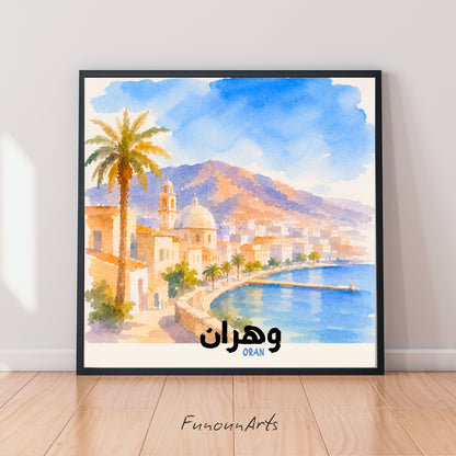 بعلبك، لبنان. طباعة | ألوان مائية في معبد روماني قديم، 30 × 30 سم (12 × 12 بوصة/30 × 30 سم)