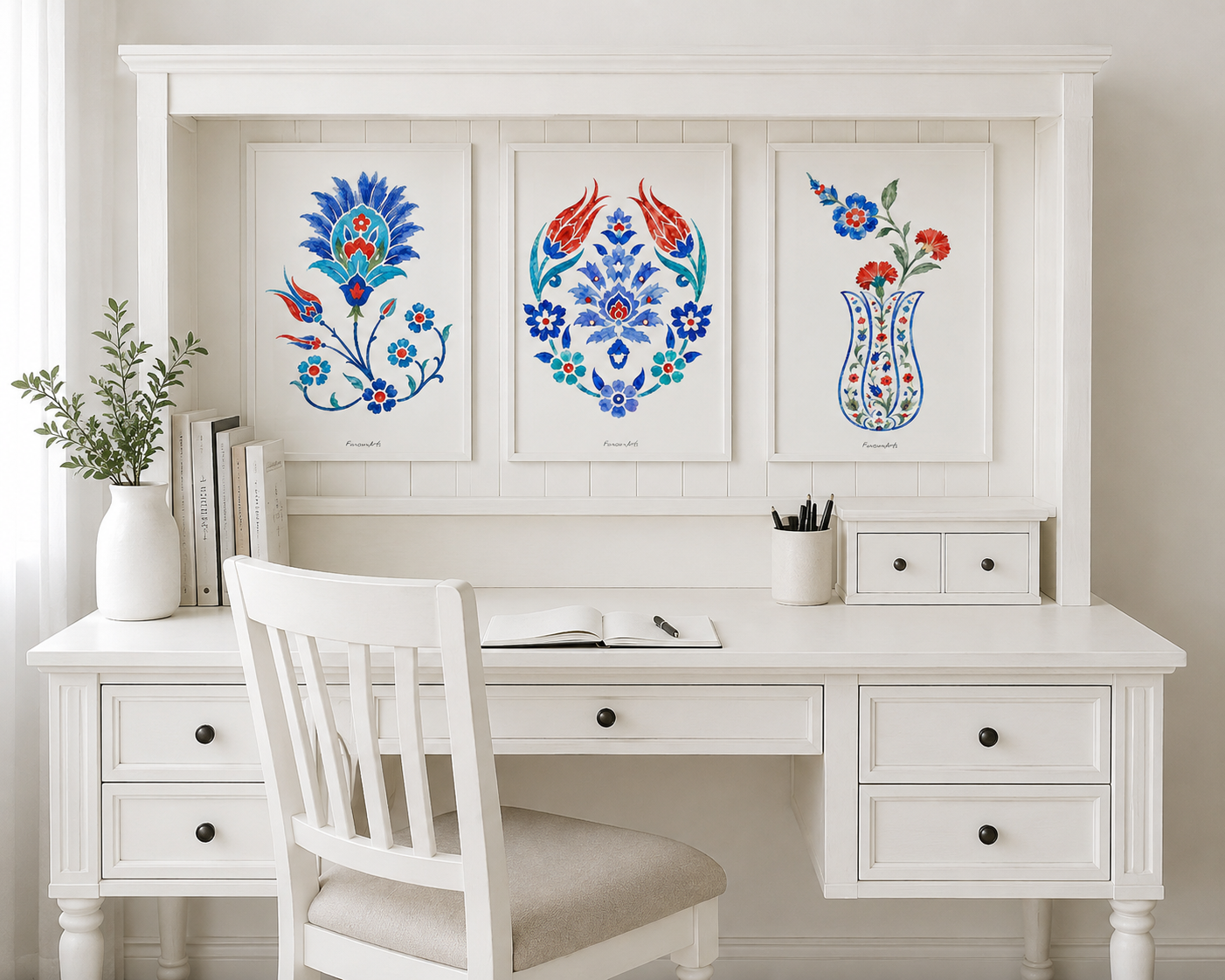 Affiche art ottoman : Vase Fleuri d’Iznik