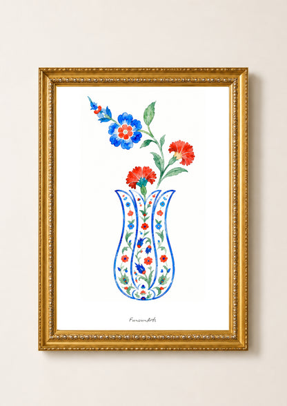 Affiche art ottoman : Vase Fleuri d’Iznik