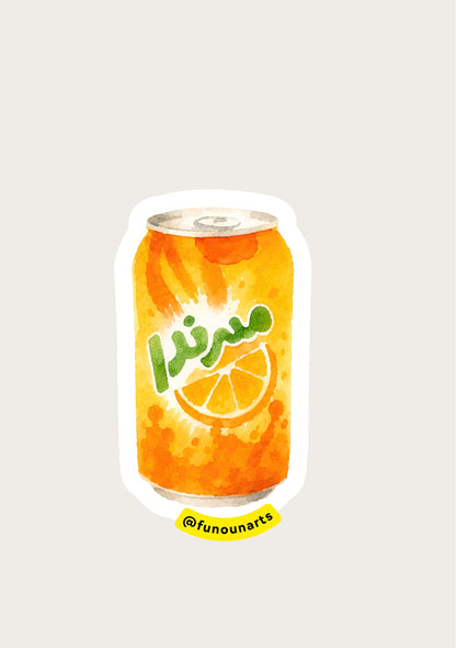 Autocollants aquarelle imperméables - Boisson Mirinda Orange