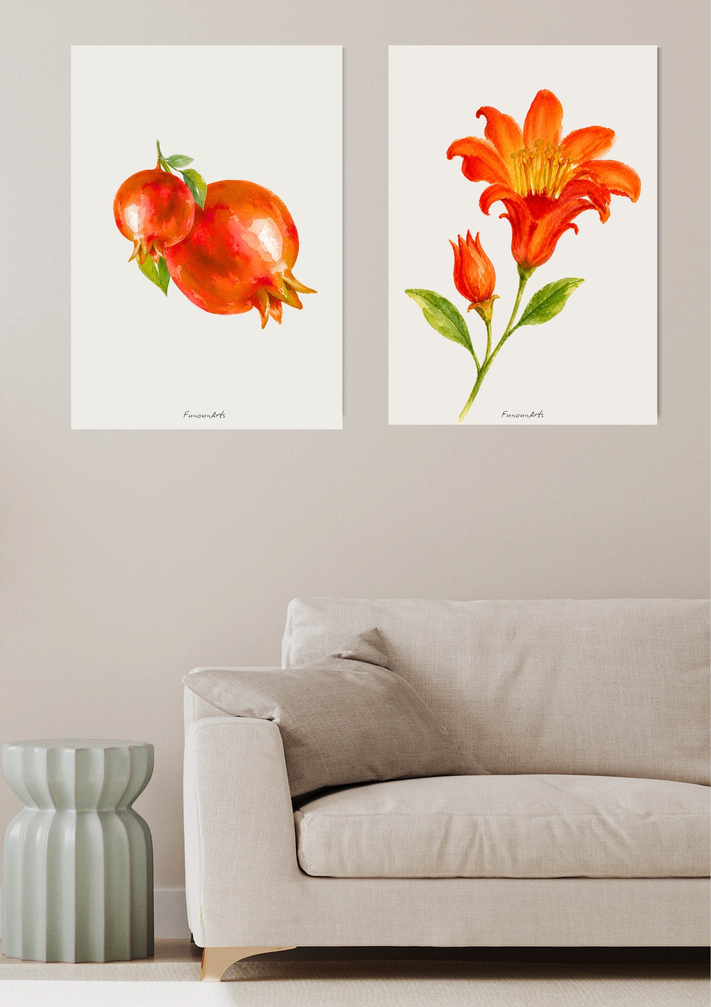 Affiche aquarelle : Fleur de grenadier