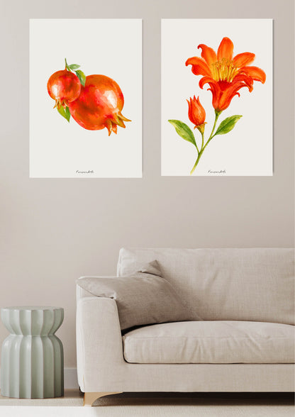 Affiche aquarelle : Fleur de grenadier