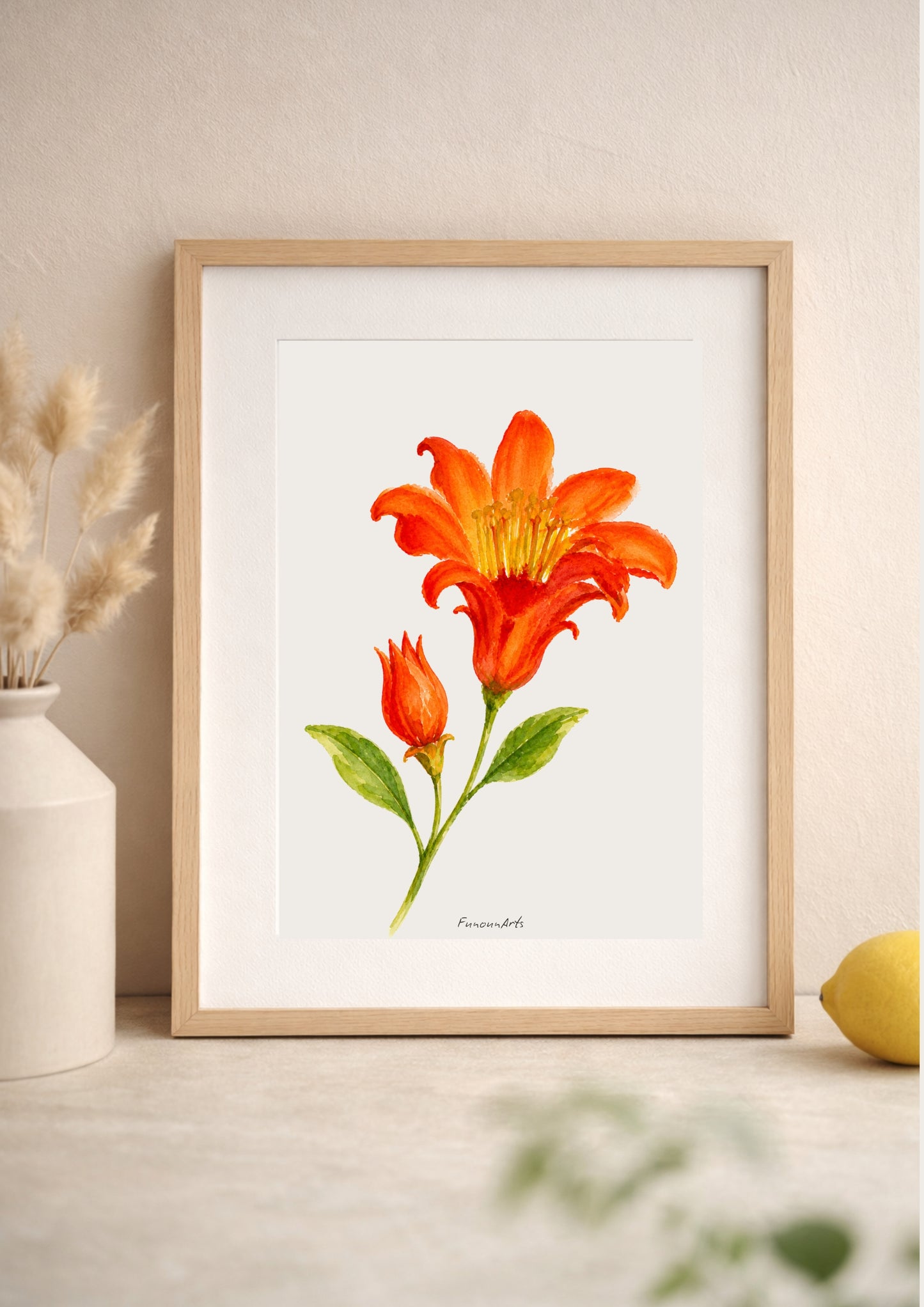 Affiche aquarelle : Fleur de grenadier