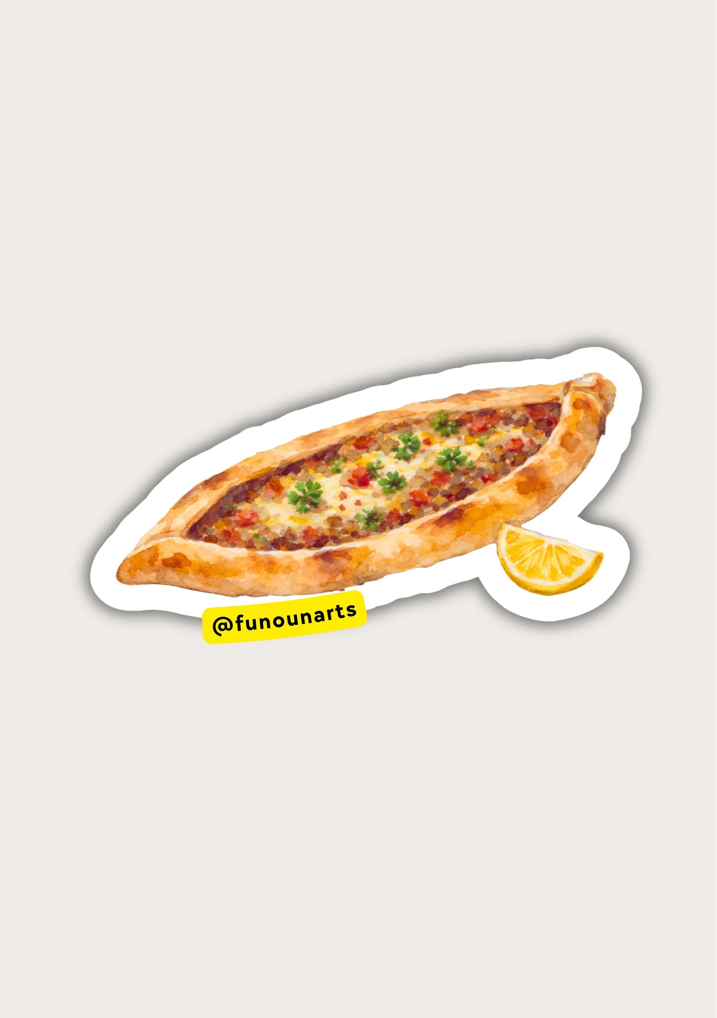 Autocollants aquarelle imperméables - Pide (Pizza turque)