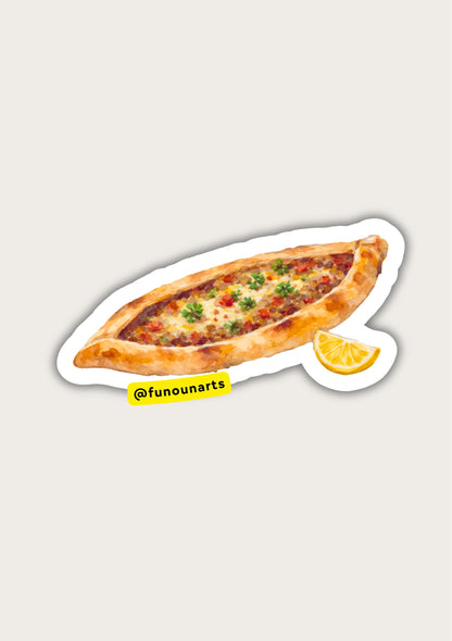 Autocollants aquarelle imperméables - Pide (Pizza turque)