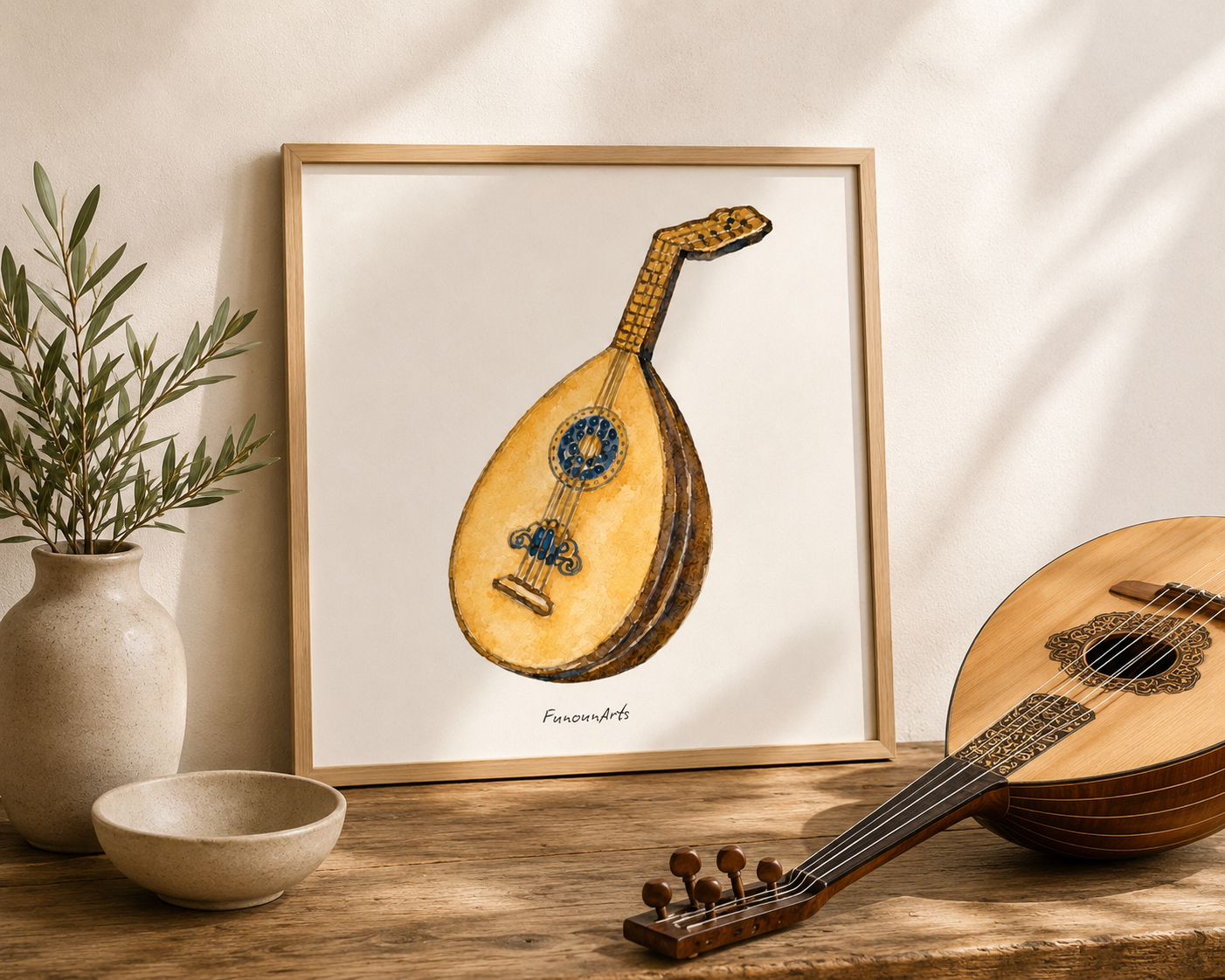 Affiche aquarelle : Luth oriental - Oud