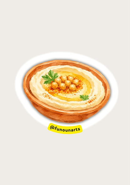 Waterproof Watercolor Stickers - Hummus Plate